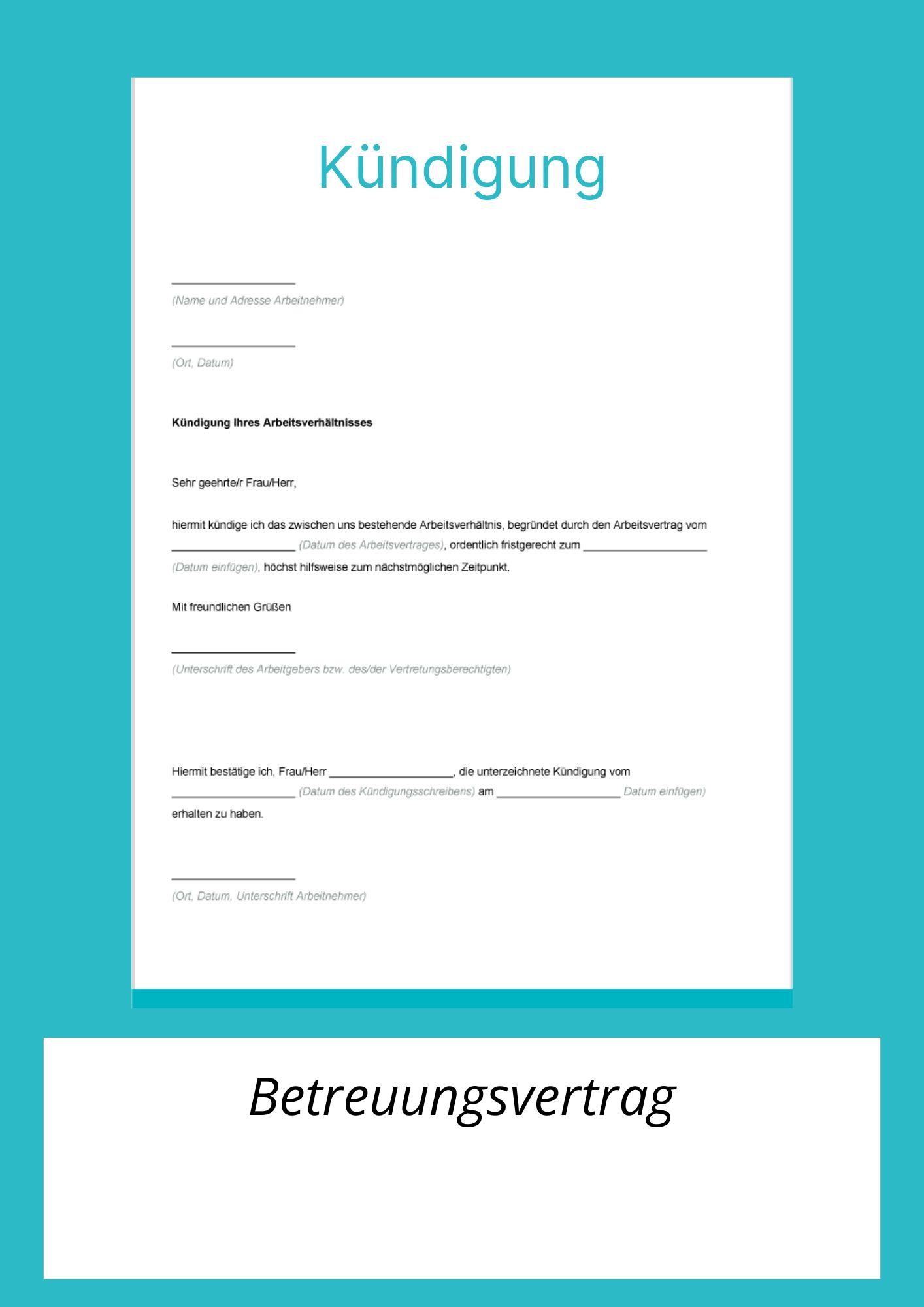 Kündigungsschreiben Betreuungsvertrag