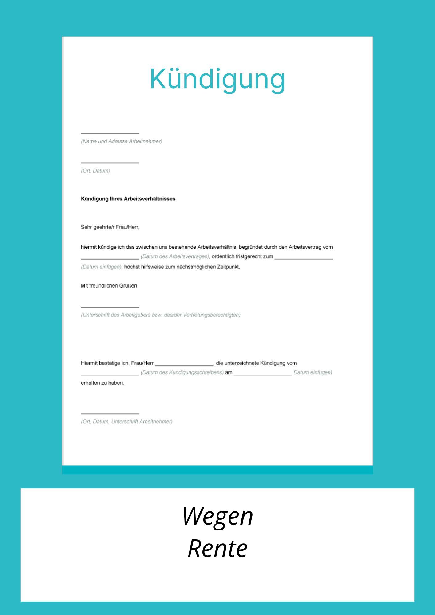 Kündigungsschreiben Wegen Rente